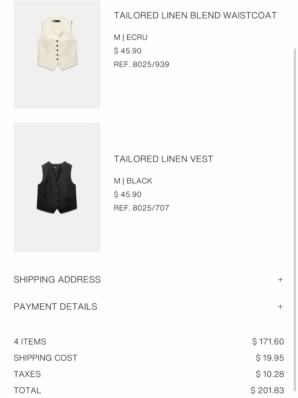 Zara Tailored Linen Blend Vest & High-Rise Shorts Set of 2 Black & Ecru Size M - Picture 15 of 15